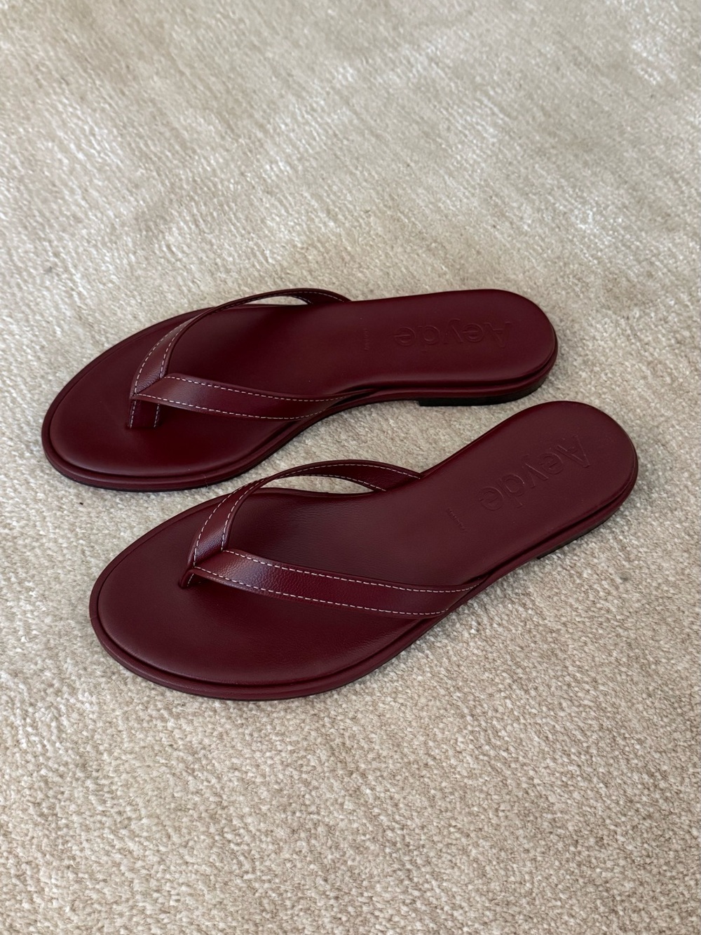 Aeyde Melody Burgundy Leather Flip-Flop Sandal